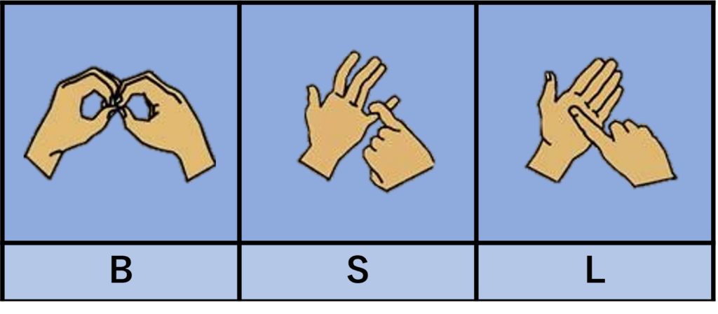 Fingerspelling signs to spell BSL